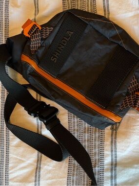 Shinola Black with Orange Trim Sling Belt Bag